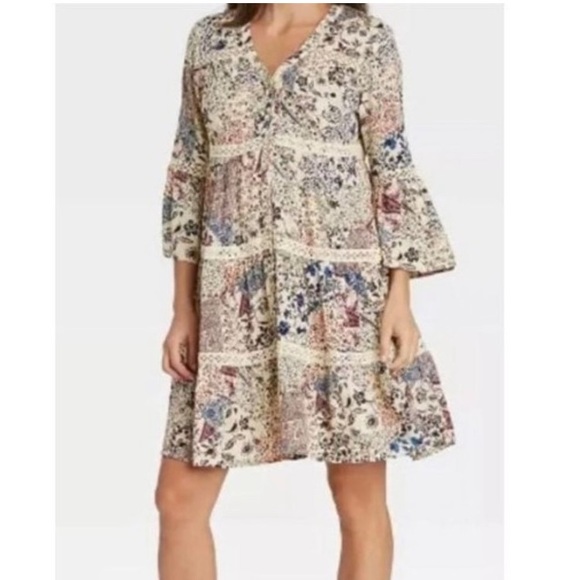 Knox Rose Dresses & Skirts - Knox Rose tiered boho floral bell sleeve dress women's XL